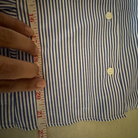 New With Tags Zara Ruffle button down long sleeve in blue with white stripes - Picture 11 of 16